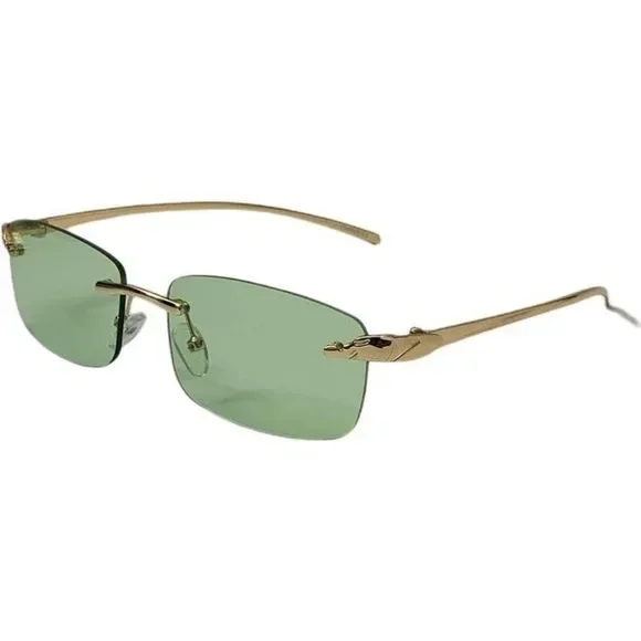 6124 | Rimless Rectangle Lens Sunglasses with Color Lenses