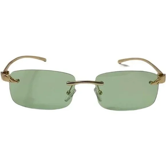 6124 | Rimless Rectangle Lens Sunglasses with Color Lenses