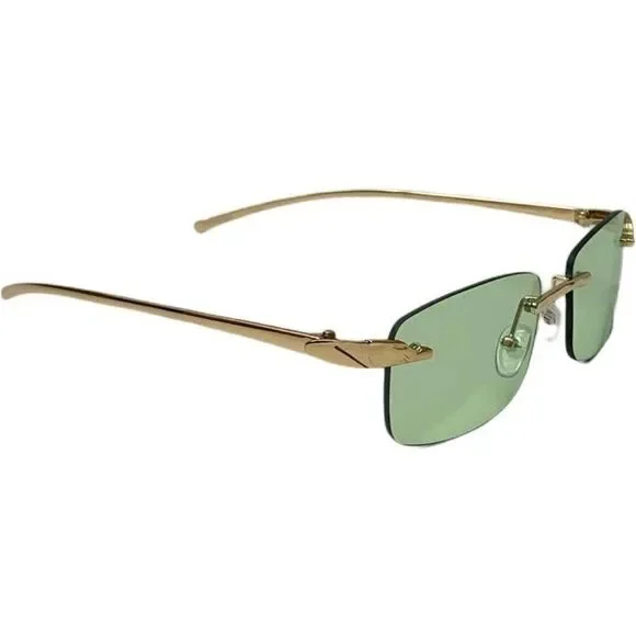 6124 | Rimless Rectangle Lens Sunglasses with Color Lenses