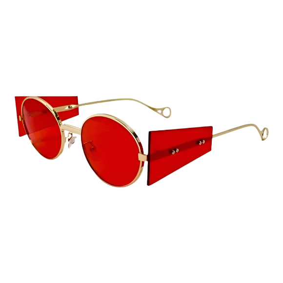 Red Oval Lens Sunglasses with Side Blinders