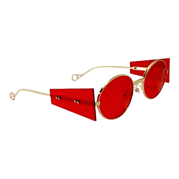 Red Oval Lens Sunglasses with Side Blinders