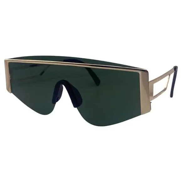 (C) 6167 | Semi-Rimless Shield Sunglasses