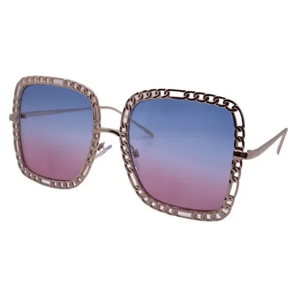 Purple/Pink Chain Accented Ladies Sunglasses