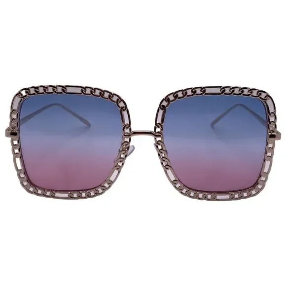 Pink/Purple Chain Accented Ladies Sunglasses