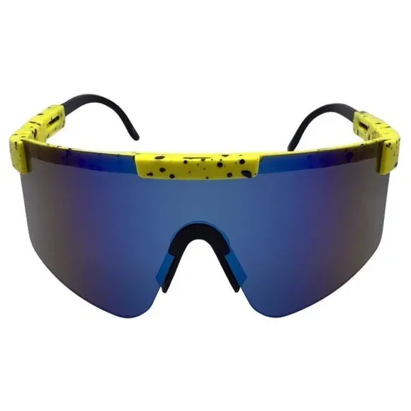 Yellow Mirrored Wrap Sport Sunglasses