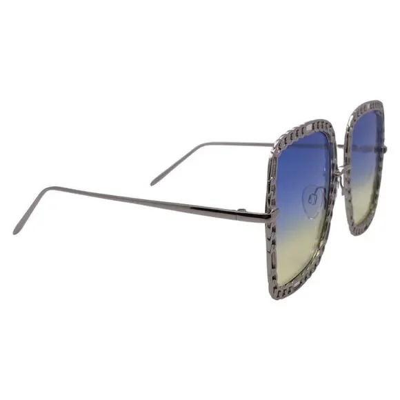 Blue/Yellow Chain Accented Ladies Sunglasses
