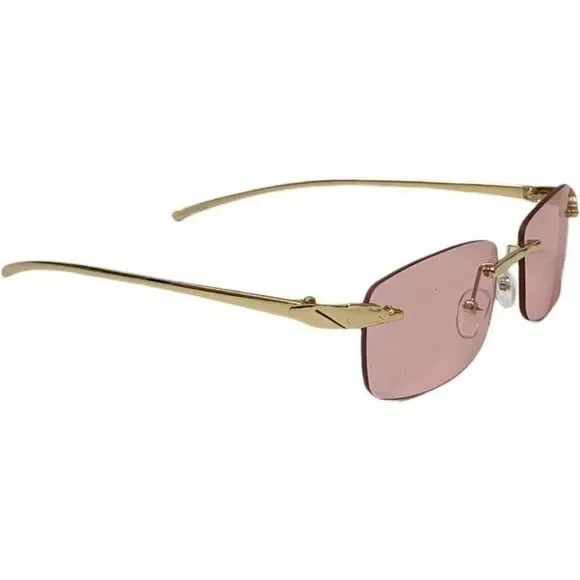 6124 | Rimless Rectangle Lens Sunglasses with Color Lenses