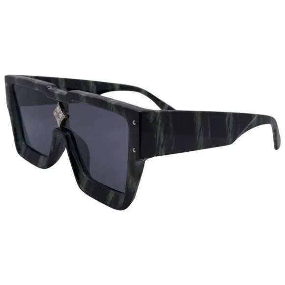 6156 | Square Single Piece Lens Sunglasses with Accents