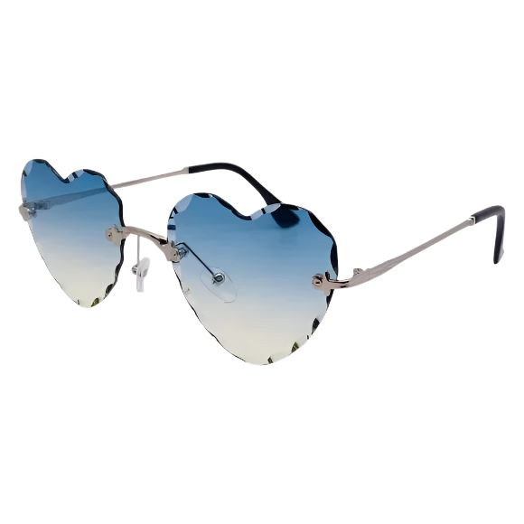 Green/Yellow Rimless Heart Sunglasses