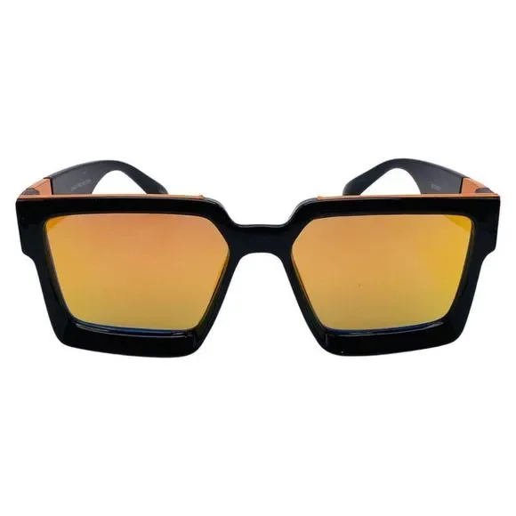 Gold Mirror Square Sunglasses