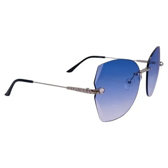 Blue Rimless Ladies Butterfly Sunglasses