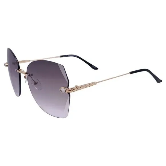 Black Rimless Ladies Butterfly Sunglasses