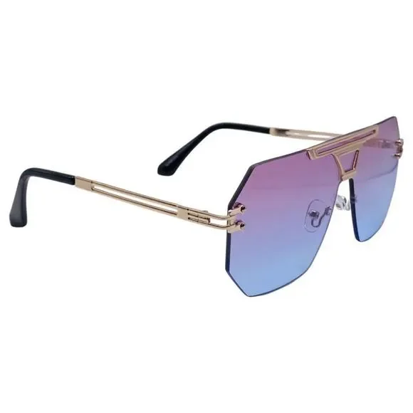 Pink/Purple Rimless Hexagon Sunglasses