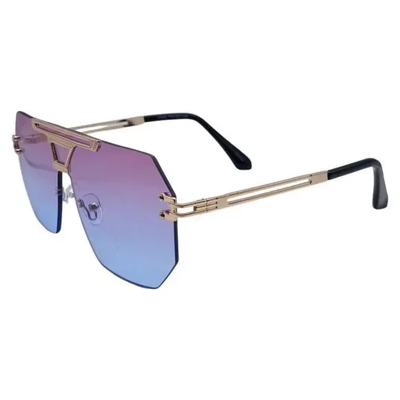 Pink/Purple Rimless Hexagon Sunglasses