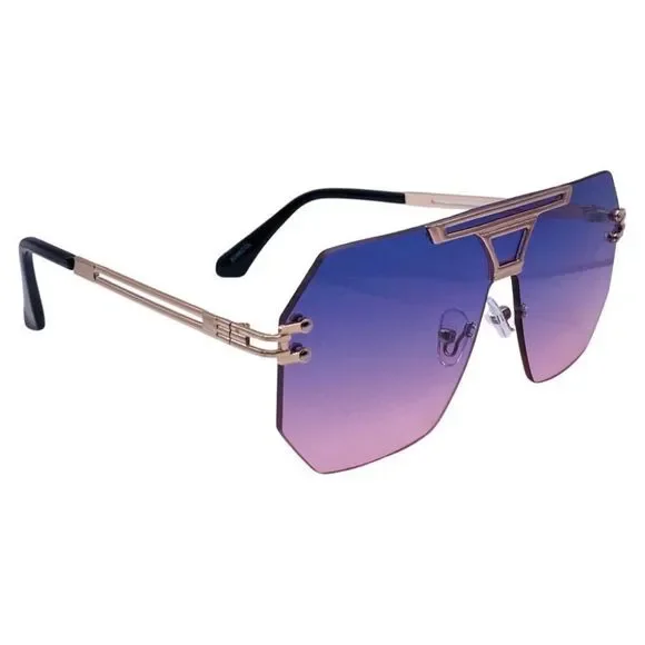 Purple/Pink Rimless Hexagon Sunglasses