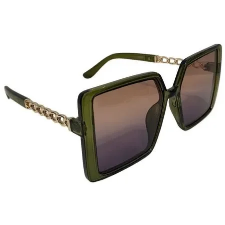 Green Ladies Sunglasses with Metal Accented Arms