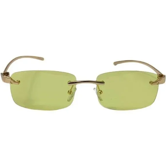 6124 | Rimless Rectangle Lens Sunglasses with Color Lenses