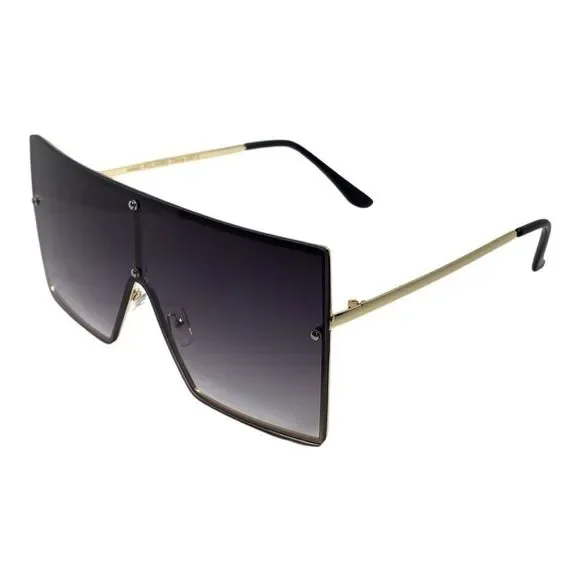 Black Rimless Large Square Sunglasses