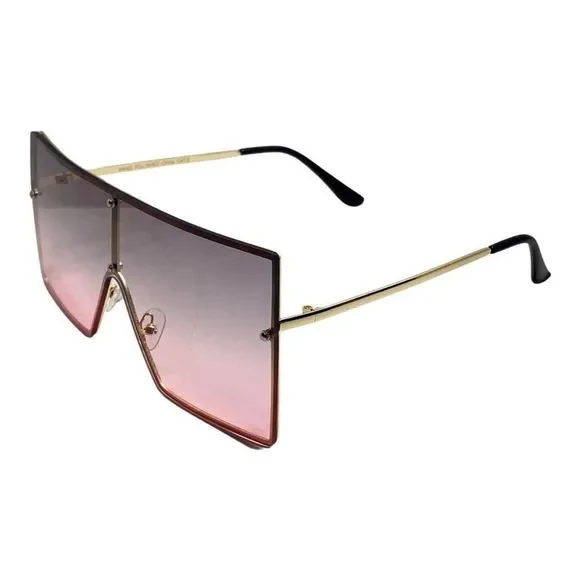 Pink Rimless Large Square Sunglasses