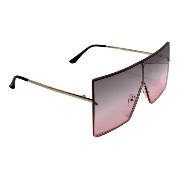 Pink Rimless Large Square Sunglasses