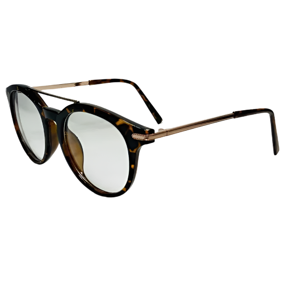 Tortoise/Gold Round Lens Clear Lens Glasses