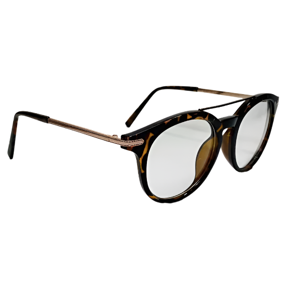 Tortoise/Gold Round Lens Clear Lens Glasses