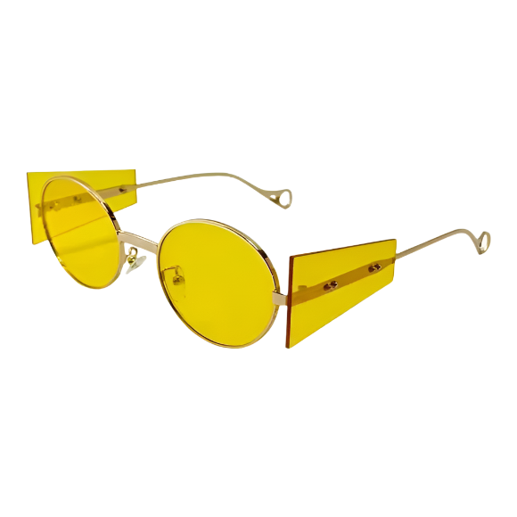 Yellow Oval Lens Sunglasses with Side Blinders
