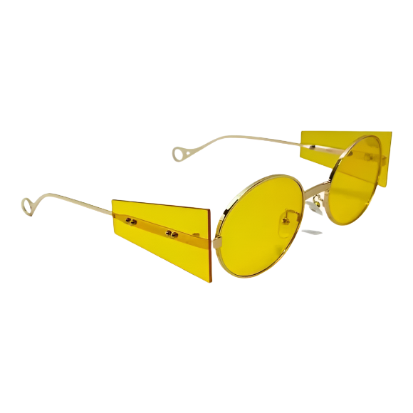 Yellow Oval Lens Sunglasses with Side Blinders