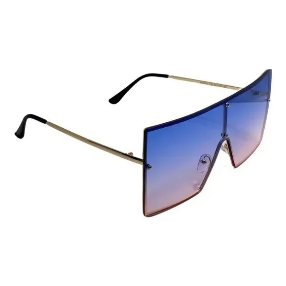 Purple/Pink Rimless Large Square Sunglasses