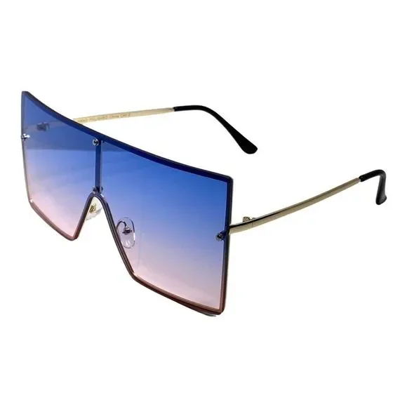 Purple/Pink Rimless Large Square Sunglasses