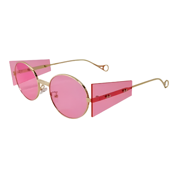 Pink Oval Lens Sunglasses with Side Blinders