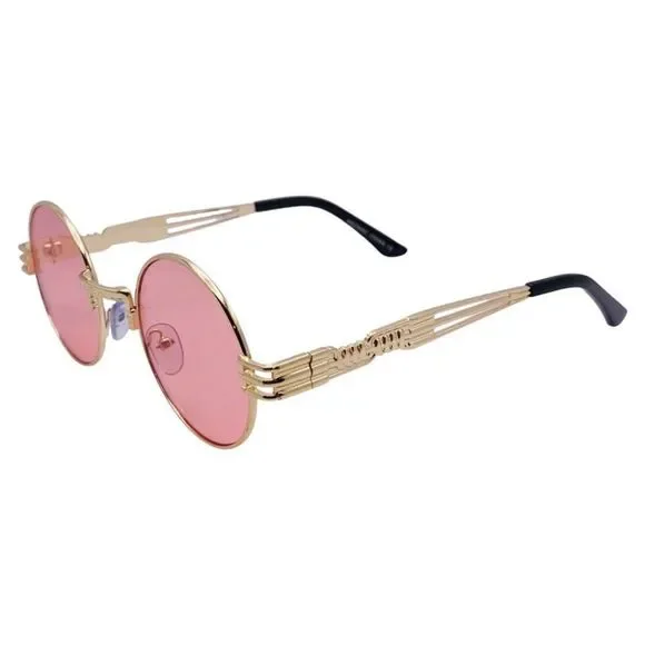 6146 | Round Steampunk Sunglasses with Spring Accents