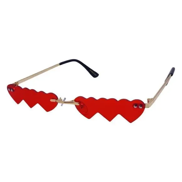 6080 (C) | Triple Heart Rimless Novelty Sunglasses