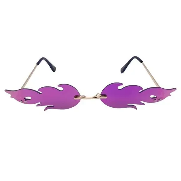 Purple Mirror Flame Novelty Sunglasses