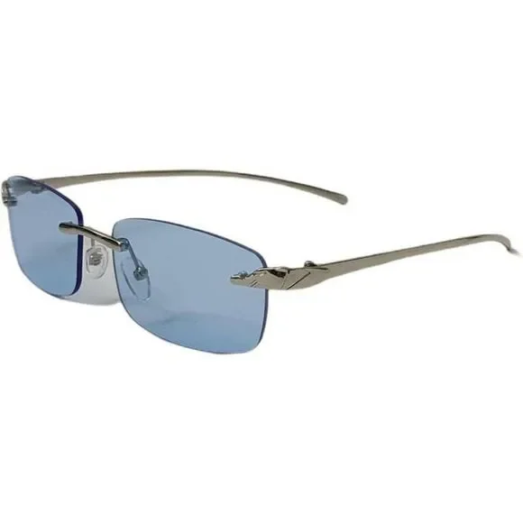 6124 | Rimless Rectangle Lens Sunglasses with Color Lenses