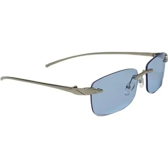 6124 | Rimless Rectangle Lens Sunglasses with Color Lenses