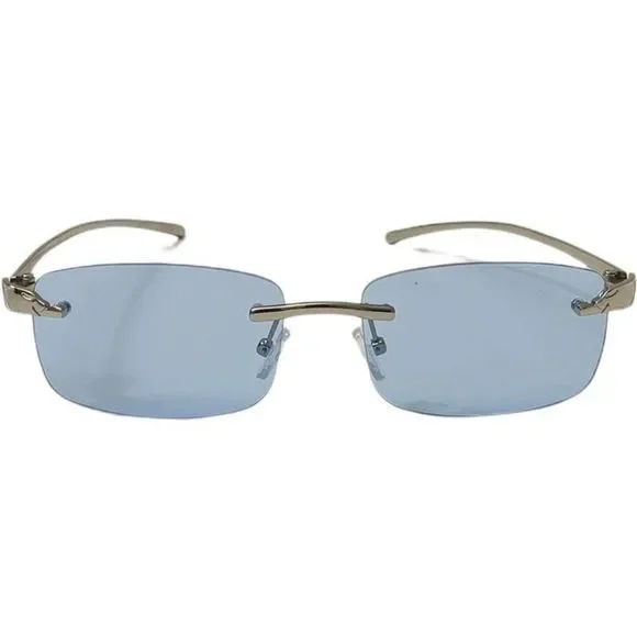 6124 | Rimless Rectangle Lens Sunglasses with Color Lenses