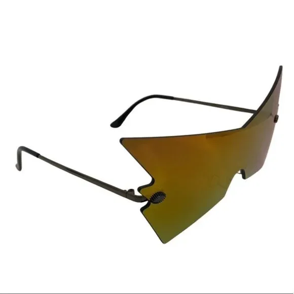 Gold Mirror Lens Shield Sunglasses