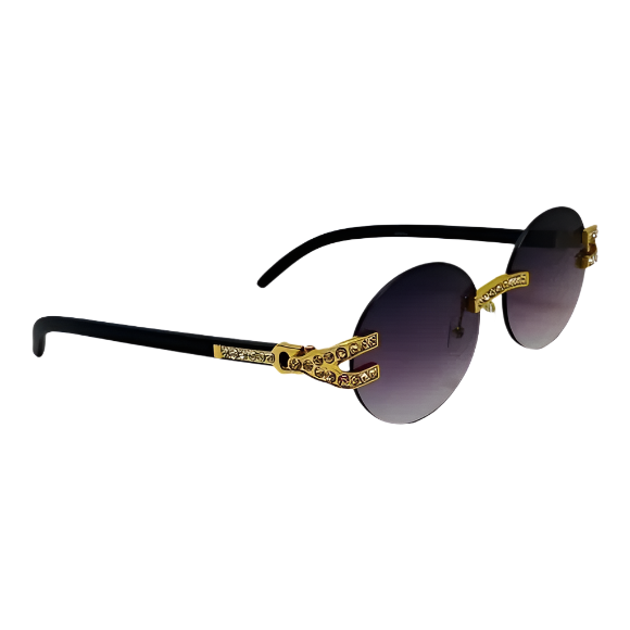 Gold/Black Rimless Oval Sunglasses