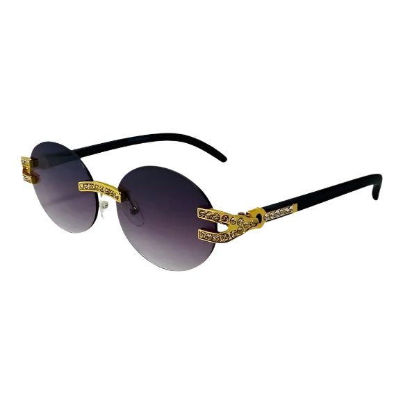 Gold/Black Rimless Oval Sunglasses