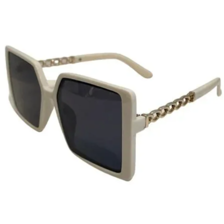 White Ladies Sunglasses with Metal Accented Arms