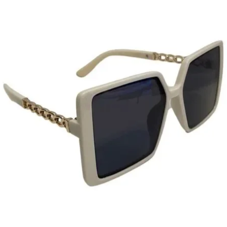 White Ladies Sunglasses with Metal Accented Arms