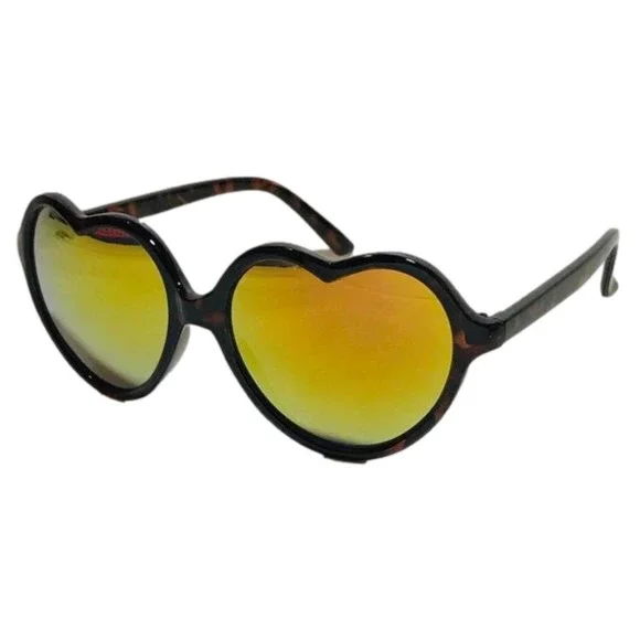 9114 | Novelty Heart Sunglasses with Mirrored Lenses