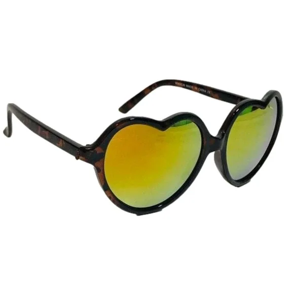 9114 | Novelty Heart Sunglasses with Mirrored Lenses