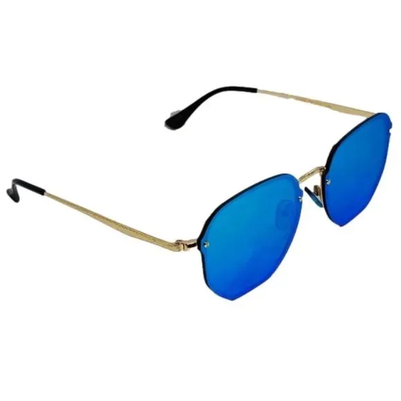6069 | Mirrored Lens Hexagon Sunglasses