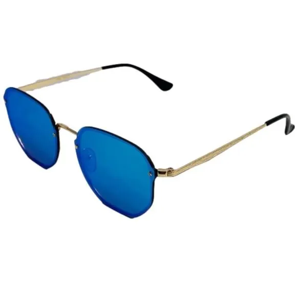 6069 | Mirrored Lens Hexagon Sunglasses