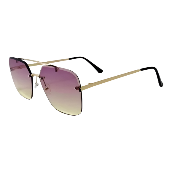 Purple/Yellow Two Tone Square Rimless Sunglasses