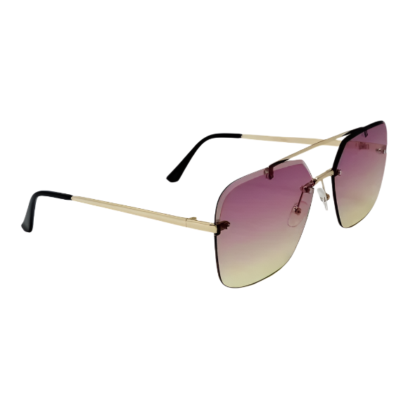 Purple/Yellow Two Tone Square Rimless Sunglasses