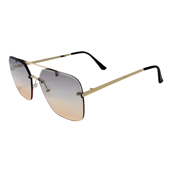 Light Blue/Light Red Two Tone Square Rimless Sunglasses