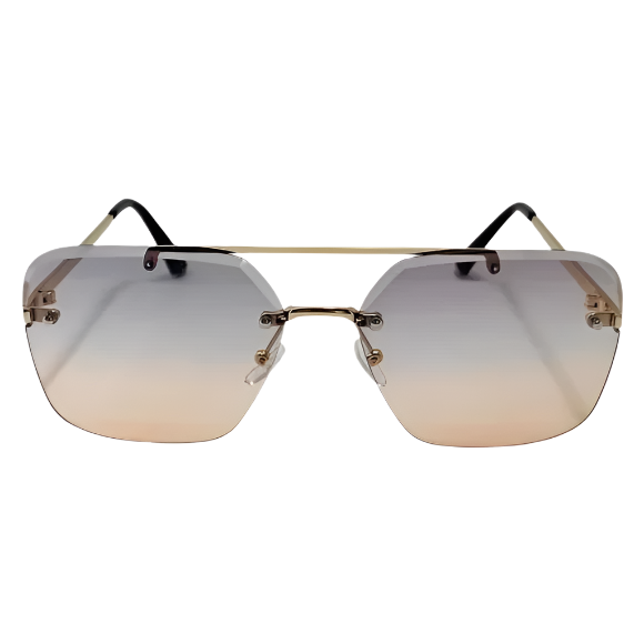 Light Blue/Light Red Two Tone Square Rimless Sunglasses